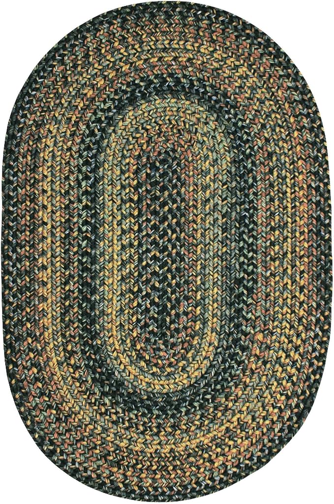 Black Forest Braided Oval Rug 20"x30" - Black and Gold, Indoor Outdoor Washable - Country Rustic Decor for Kitchens and Entryways - Beautiful, Durable, Reversible, Pet Friendly and Soft