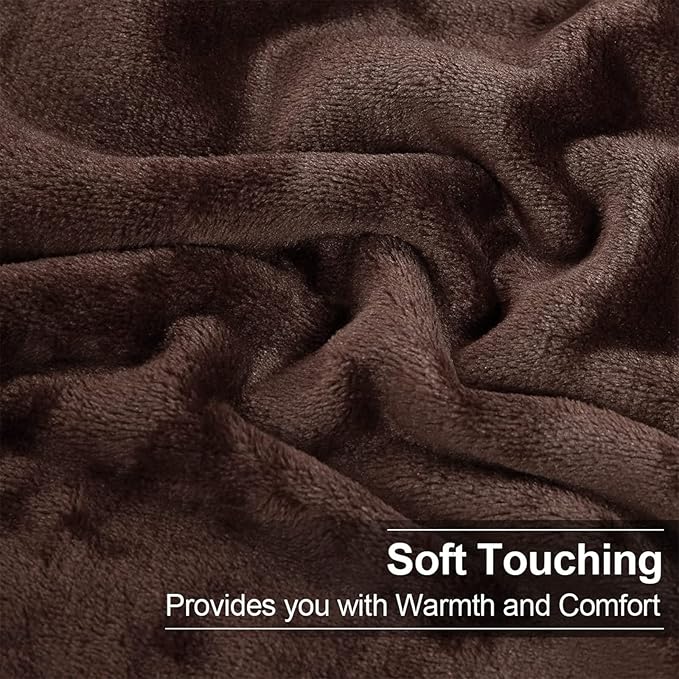 EASELAND Soft Queen Size Blanket Warm Fuzzy Microplush Lightweight Thermal Fleece Blankets for Couch Bed Sofa,90x90 Inches,Chocolate