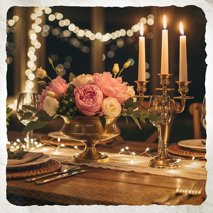WORTH Gold Color Urn Vase Set of 2 for Centerpieces, 8" H. x 11.8" Dia. Classic Metal Trumpet Small Flower Pot for Table, Bowl Vase for Wedding Party Event Home Decor