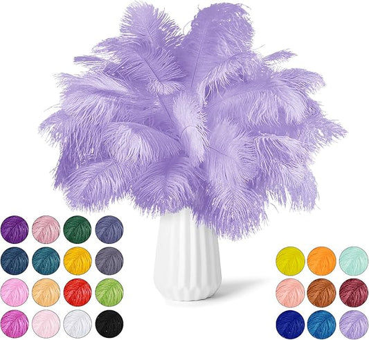 NEWONG 30pcs Light Purple Ostrich Feathers Natural Bulk 8-10in（20-25cm） Vase Craft Wedding Home Party Centerpieces Christmas Day Decoration