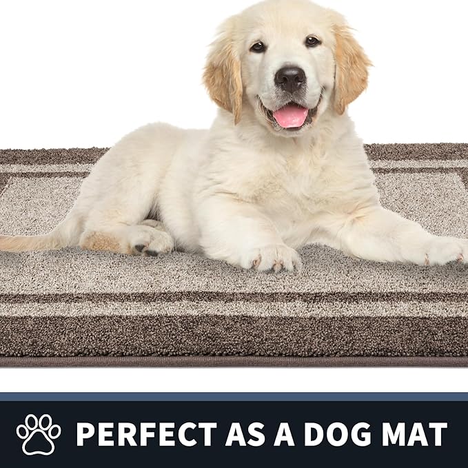 PURRUGS Dirt Trapping Door Mat 24" x 70", Non-Slip Machine Washable Entryway Rug, Entrance Mat, Indoor Front Door Mat, Super Absorbent Entry Rug for Muddy Shoes & Paws, Beige & Grayish Brown