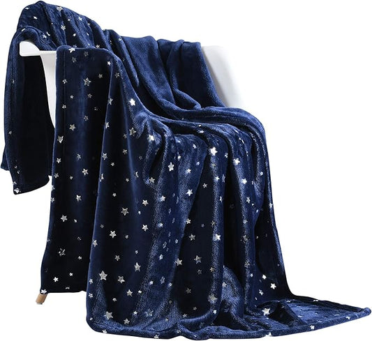 NANPIPER Throw Blanket, Ultra Soft Thick Microplush Bed Blanket, All Season Premium Fluffy Microfiber Fleece Throw for Sofa Couch (Twin Size 65"x80", Navy Blue)