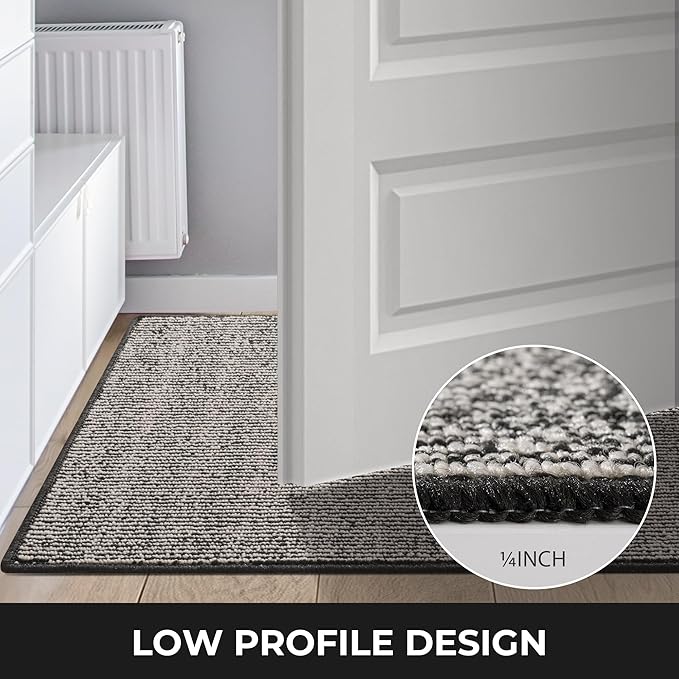 GRANNY SAYS Front Door Mat Outside Entrance, Door Mats for Entryway, Welcome Matt Non-Slip, Large Front Porch Mat Low Profile Resist Dirt, 48"x32", Black Beige