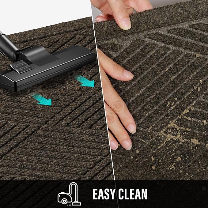 HIYARD Sturdy Front Door Mat, Absorbent Muddy Dirt Resist Welcome Door Mats Outdoor Indoor, Stain and Fade Resistant, Non-Slip Rubber Backing Low Profile Doormat for Entryway, 36×24, Brown