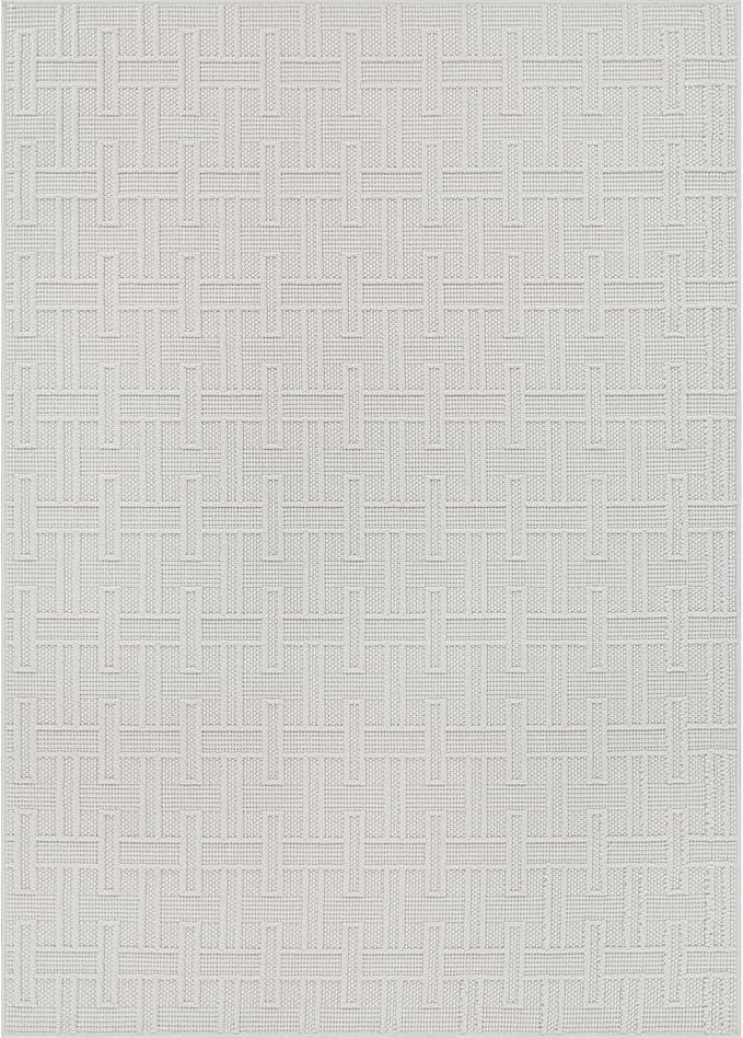 Luul Home Micro Loop Indoor Rug White 5x7 Boho Geometric Neutral Area Rugs for Living Room Soft Luxury Modern Low and High Pile Durable Stain Resistant Non-Shedding Indoor Area Carpet 5 x 7