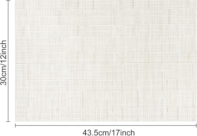 Myir JUN Placemats Set of 8, Vinyl Woven Placemats Place Mats Indoor Set of 8 Washable Table Mats Non-Slip Place mats for Dining Table (B-White, Set of 8)