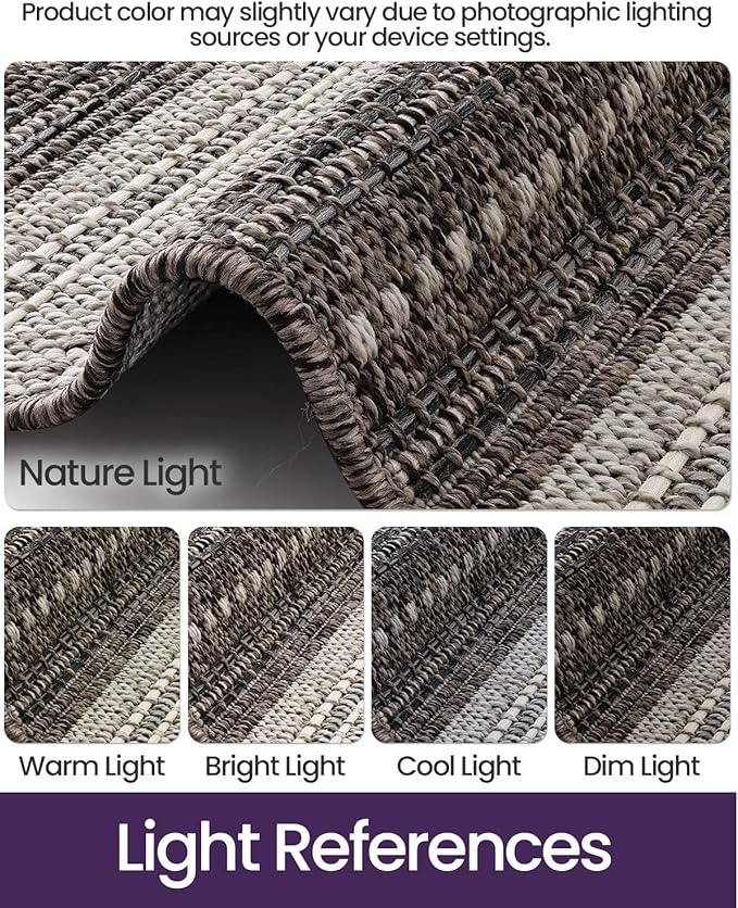 DEXI Dirt Trapper Door Mat, 48x72 Washable Doormat, Dirt Resistant and Absorbent, Easy Clean Low-Profile Floor Rugs for Entryway, Front Door, and Inside Entrance, Striped Grey