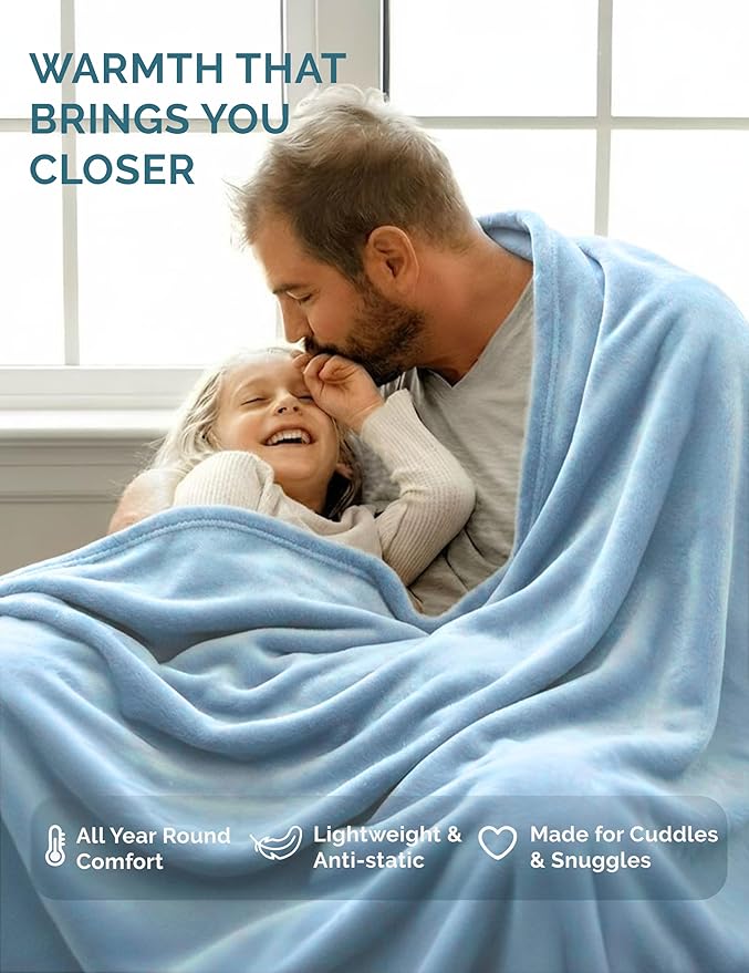 Casa Platino Fleece Throw Blankets – 300 GSM Gray – Soft Cozy Warm Holiday Throws for Winter, Fuzzy Plush Elegant Gifts for Kids, Men & Women - Ideal for Couch, Sofa, Chair or Bed - 50x60 Inch