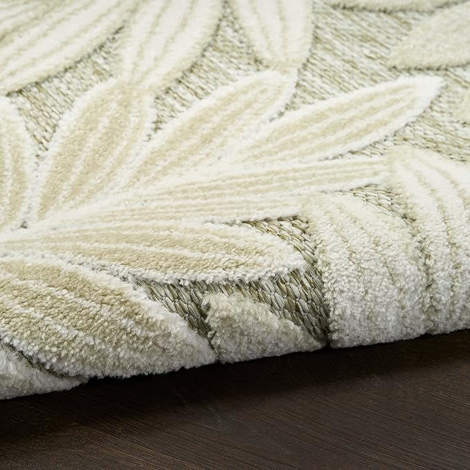 Nourison Home Aloha Ivory Sage 5'3" x 7'5" Area Rug - Easy Clean, Non Shedding, Bed Room, Living Room, Dining Room, Kitchen (5' x 8')