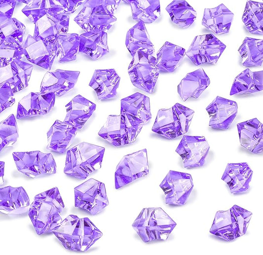 DomeStar Purple Fake Ice Rocks, 150PCS Acrylic Gems Crystals Plastic Gems Diamonds Centerpiece for Vase Fillers Wedding Party Table Scatter Valentine's Day Decorations