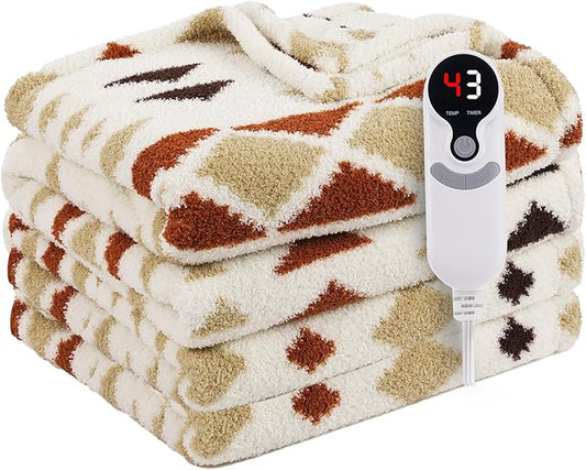 LUXIAN Electric Heated Blanket Full Size 72"x84" -Microfiber Fabric Dual-Sided, 6 Heat Settings & 10 Hours Auto Off, Machine Washable, Hourglass Secret Realm