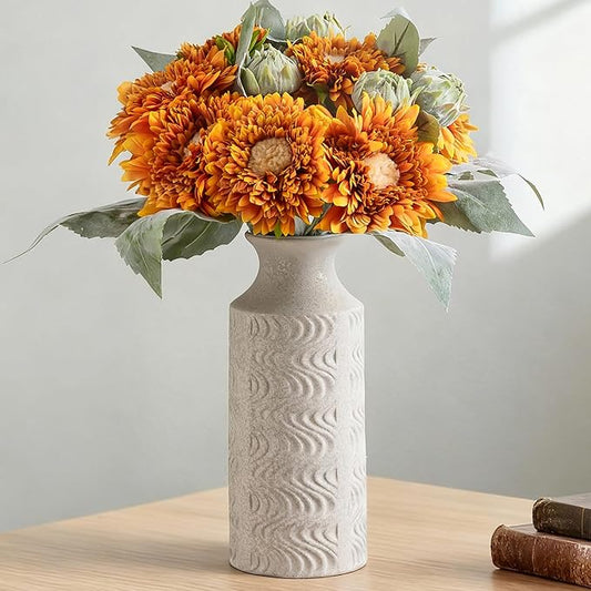 Ceramic Vases for Centerpieces - Large White Vase for Home Decor - 11 in Tall Rustic vase -Decorative Vintage Farmhouse Bud Vases for Table - Floral vases by Lyeec