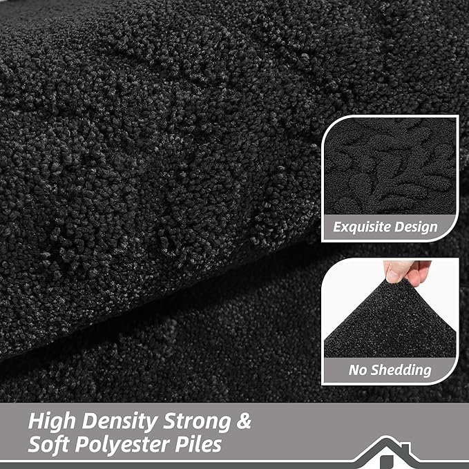 BEQHAUSE Door Mats 32”x48”, Dirt Trapper Doormats Indoor, Non-Slip Washable Entryway Rugs, Super Absorbent Welcome Mat for Front Door, Muddy Shoes & Paws, Black