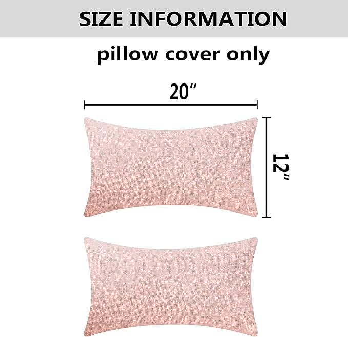 Home Brilliant Pillow Covers 12x20 Decorative Throw Pillow Cover Valentine's Day Rectangular Cushion Cover for Sofa, Oblong, 30 x 50 cm, Set of 2, Baby Pink