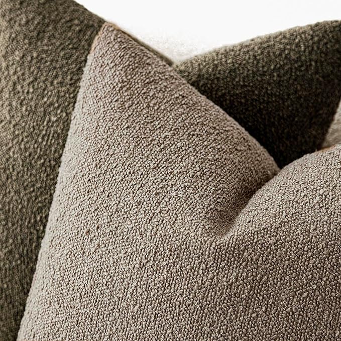 Foindtower Decorative Textured Boucle Throw Pillow Covers Accent Solid Pillow Cases Neutral Soft Cozy Couch Cushion Case for Chair Sofa Bedroom Living Room Home Decor 20x20 Inch,1PC,Light Khaki Tan