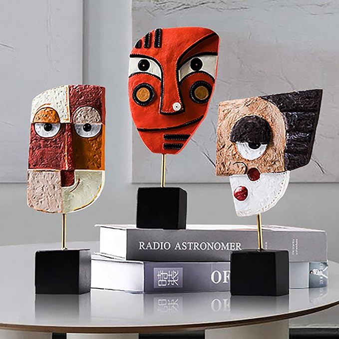 Wink - Handcrafted Statues Resin Abstract Sculpture for Home Decor Modern,African Art Tribal Figurines Decorations Items Accents Influencer Picks for Bookshelf,TV Stand,Living Room,Nightstand