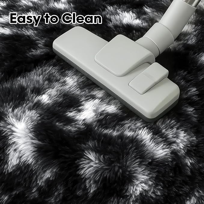 Mtandyx 5x7 Plush Fluffy Area Rugs, Large Soft Carpet, Upgraded Non-Slip Rectangular Rug for Living Room, Bedroom, Kids Room, Dorm, Modern Home Decor Aesthetic,Black White Grey.