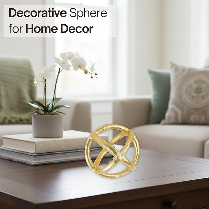 CLEENTABLE Decorative Sphere for Home Decor - Modern Decorative Balls for Living Room, Bedroom, Kitchen, Bathroom, Office - Table Decorative Orbs for Centerpiece (Gold)