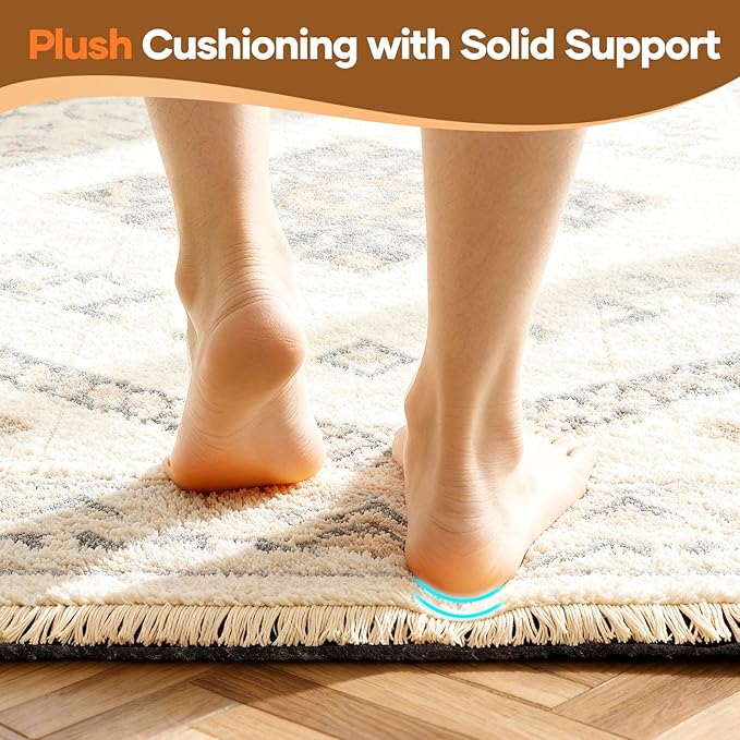 Veken Non Slip Cushioned Rug Pad Gripper 8 x 10 Ft, Felt and Silicone Backing, 1/8 inch Thick Carpet Liner for Hardwood Floors and Finishes, Under Area Rugs Anti Skid Mat, Keep Rugs Safe and in Place