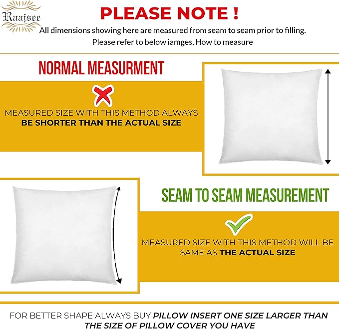 16x16 Pillow Inserts Set of 2, Firm and Fluffy Down Alternative Throw Pillows for Couch, Pillow Stuffing for Couch Sham Filler, Pillow Forms 16x16