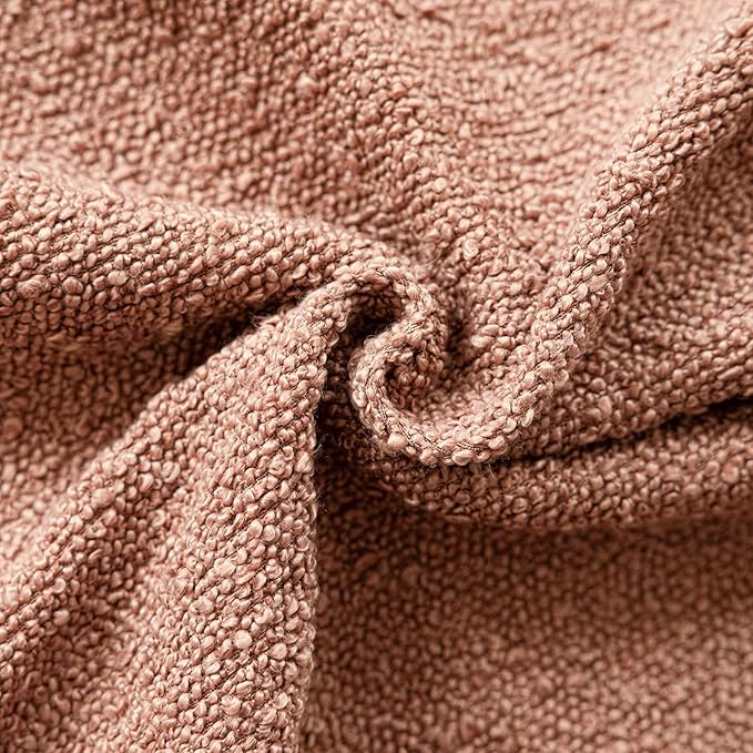 Foindtower Decorative Textured Boucle Throw Pillow Covers Accent Solid Pillow Cases Neutral Soft Cozy Couch Cushion Case for Chair Sofa Bedroom Living Room Home Decor 18x18 Inch,1PC,Dusty Orange Hazel