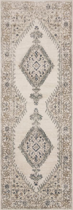 Loloi Teagan Collection TEA-02 Oatmeal/Ivory 2'-8" x 13' Runner Rug, Large, Soft Neutral Rug, High-Traffic for Living Room, Bedroom, Home Office, Dining Area