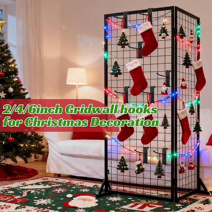 Gridwall Hooks 4 inch,40pcs Display Hooks for Grid Wall Panel,Metal Grid Wall Accessory for Retail Store, Home Storage, Garage,Trade Show