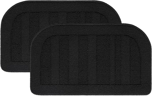 BEQHAUSE 30x18 Inch Kitchen Rug Mat Durable Kitchen Rugs Non-Slip Washable Absorbent Kitchen Mats for Floor Dirt-Resistant Semicircular Kitchen Mat (Black, 2PCS)