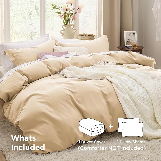 Bedsure Alabaster Gleam Duvet Cover Full Size - 3 Pieces Prewashed Extra Soft Bedding Set, Includes 1 Duvet Cover 80x90 Inches with Zipper Closure & 2 Pillow Shams, Comforter Not Included