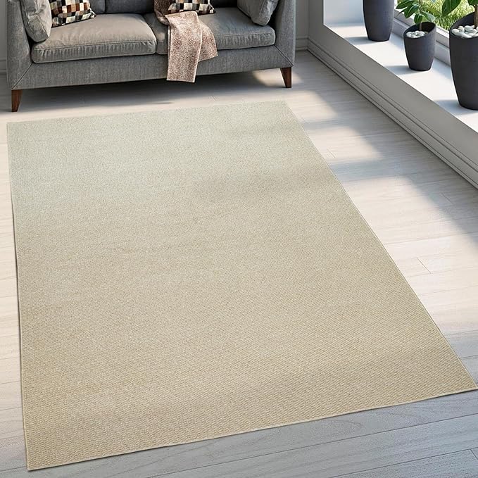 Fortsea 5'x7' Washable Area Rug for Living Room Natural Berber Rug Bedroom Non-Slip Rugs No Shed Faux Jute-Look Area Rugs Non-Skid Washable Area Rug (Camel, 5X7)