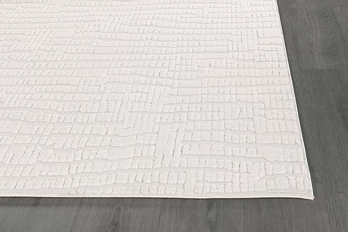 Luul Home Modern Micro Loop Indoor Area Rugs for Living Room Bedroom Kitchen Geometric Pebble White 4x6 Luxury Durable Low and High Pile Non-Shedding Stain Resistant Soft Area Carpet 4 x 6