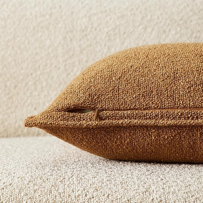 JUSPURBET 26x26 Throw Pillow Covers Set of 2 Decorative Pillow Covers for Couch Sofa Bed Cozy Boucle Textured Cushion Covers Cases with Invisible Zipper for Living Room Home Decor,Mustard Yellow