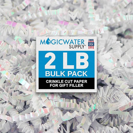 MagicWater Crinkle Cut Paper for Gift Baskets - 2LB - Diamond White - Perfect for Shredded Paper Filler, Basket Filler, Gift Boxes, Bridesmaid Gifts,Christmas Stuffers & More – Ideal for All Occasions