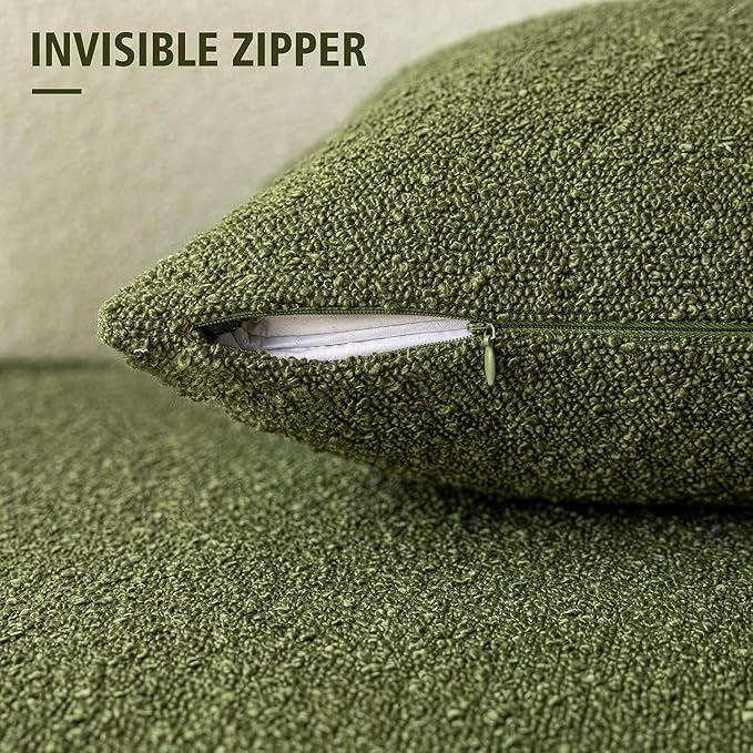 Foindtower Decorative Textured Boucle Throw Pillow Covers Accent Solid Pillow Cases Neutral Soft Cozy Couch Cushion Case for Chair Sofa Bedroom Living Room Home Decor 16x16 Inch,1PC,Forest Green