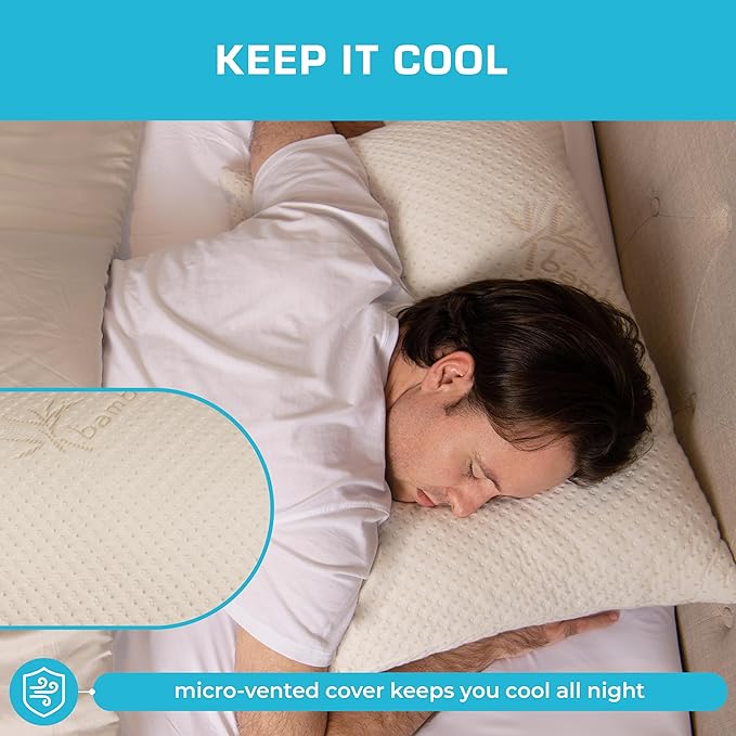 Xtreme Comforts Shredded Memory Foam Pillow- Allergy-Friendly & Cooling Pillow Cover for Side, Back & Stomach Sleepers- Machine Washable - Foam Pillows for Sleeping & Neck Pain Relief (Queen)
