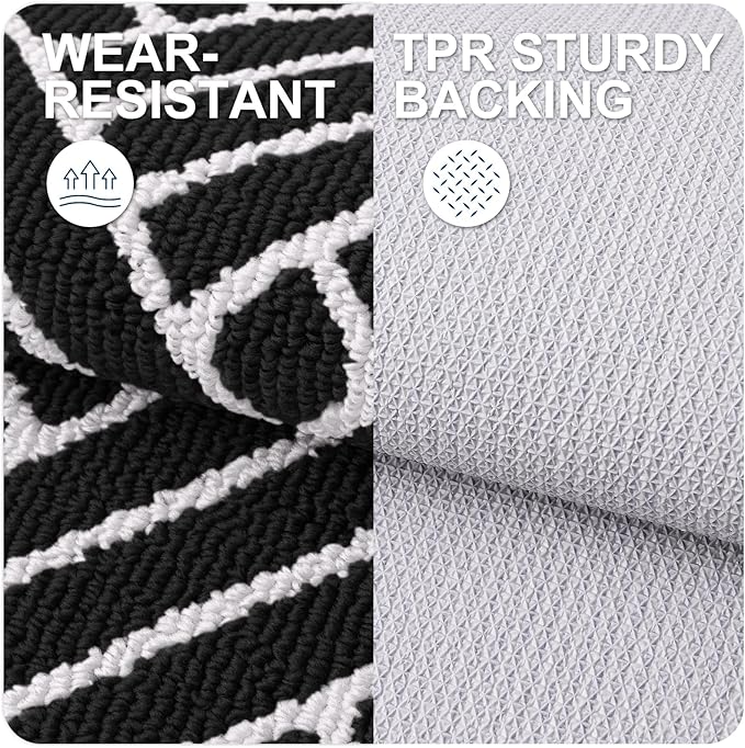 OLANLY Indoor Door Mat, 32x20 Inch, Dirt Resistant and Absorbent, Non-Slip Rubber Backing Floor Mats, Easy Clean Low-Profile Doormat for Entryway, Front Door, and Inside Entrance, Deep Black