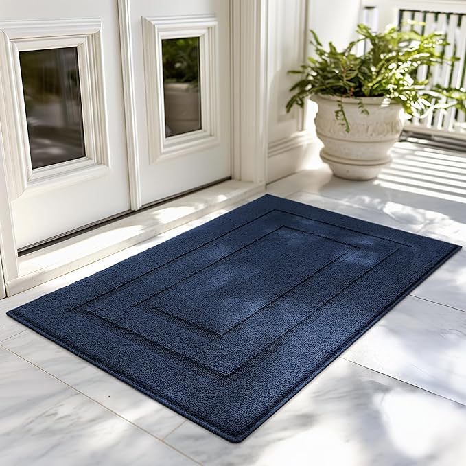 GRANNY SAYS Front Door Mat Outside Entrance, Welcome Matt Indoor Non-Slip, Door Mats for Outdoor, Entryway Front Porch Matt Low Profile Resist Dirt Easy to Clean, 36" x 24", Deep Blue