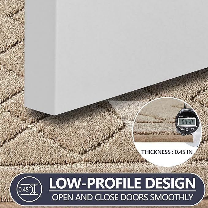 REFETONE Dirt Trapper Door Mat 24" x 36", Washable Indoor Doormat Rubber Backing Non Slip, Resist Dirt and Absorbent Entrance Mat, Low Profile Inside Floor Mats for Front Back Door and Entryway, Beige
