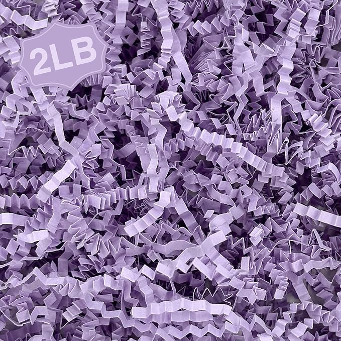 2LB Crinkle Cut Paper Shred Filler for Gift Box Bag and Basket On Holidays(Light Purple)