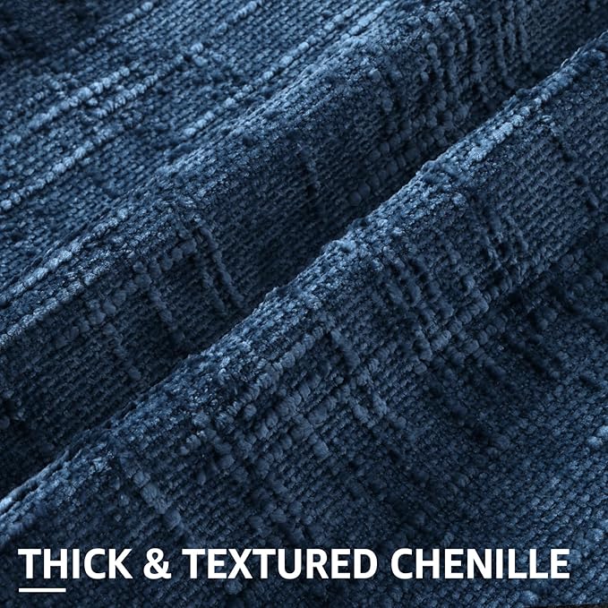 decorUhome Spring Navy Blue Chenille Throw Pillow Covers 18x18 Set of 2 Textured Slubby Couch Pillow Covers Farmhouse Accent Modern Neutral Decorative Pillow Cases for Bed Sofa Living Room