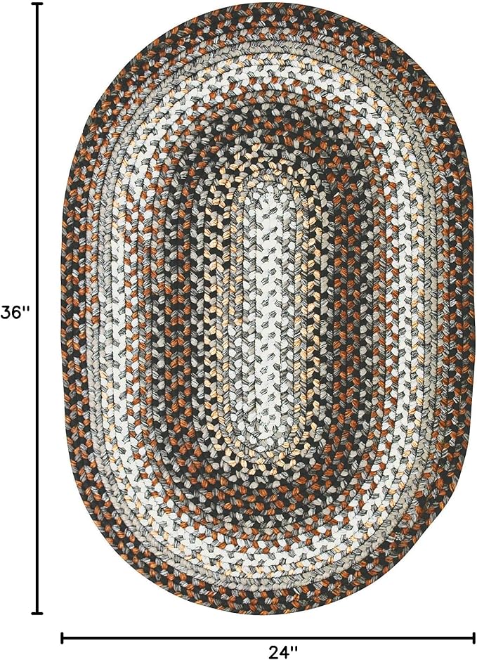 Midnight Moon Brown Braided Rug 2x3' Oval - Indoor & Outdoor - Rustic Country Decor for Bathroom, Entryway, Everywhere