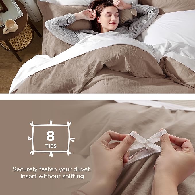 Bedsure Khaki Duvet Cover King Size - 3 Pieces Prewashed Extra Soft Bedding Set, Includes 1 Duvet Cover 104x90 Inches with Zipper Closure & 2 Pillow Shams, Comforter Not Included