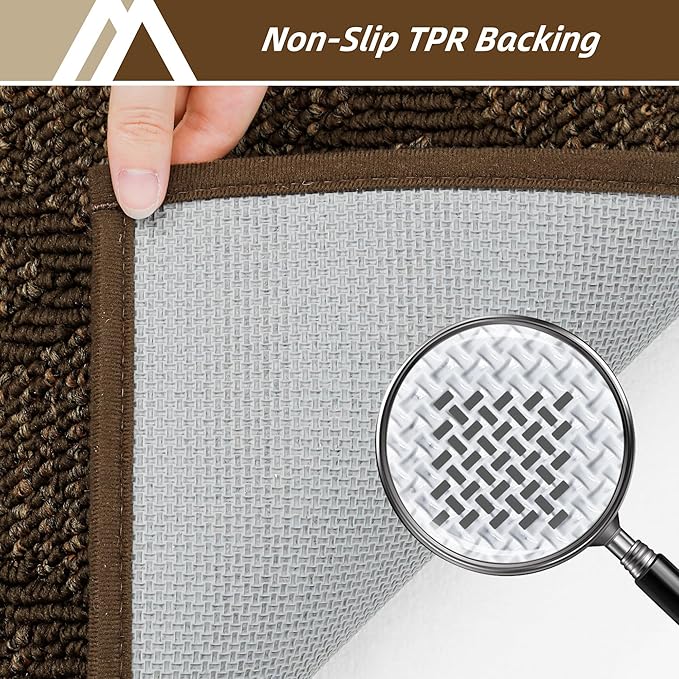 COSY HOMEER Non-Slip Door Mat 20"x32", Entryway Rugs Low Profile Absorbent Dirt Trapper Doormat for Front Entrance, Washable Polypropylene Entry Mat (Dark Brown)