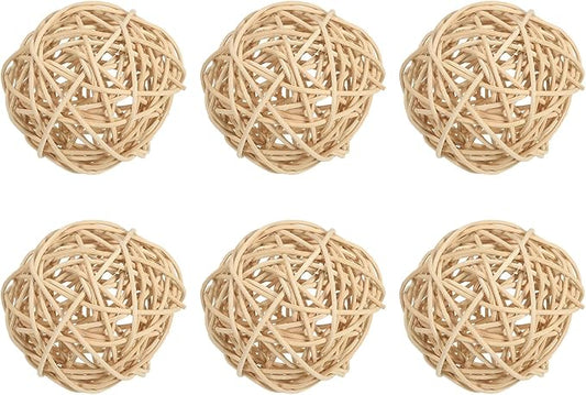 PATIKIL 3 Inch Wicker Rattan Balls, 6 Pcs Decorative Balls for Centerpiece Bowls Wedding Party Home Decor DIY Craft, Natural