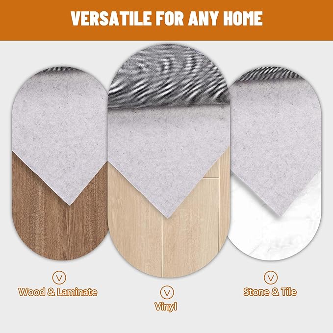 6' x 9' Non Slip Rug Pad Waterproof, 1/4" Thick 100% Felt +Rubber Rug Pad, Under Area Rug Pad Protective Cushioning Rug Pads Carpet Gripper Keep Rugs in Place, Safe for All Floors