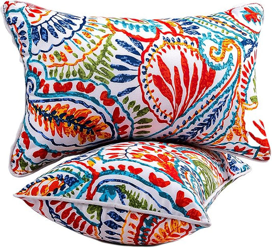 JMGBird Outdoor Lumbar Pillows Set of 2 with Insert - 12x20 Inch Waterproof Outdoor Pillows for Patio Furniture