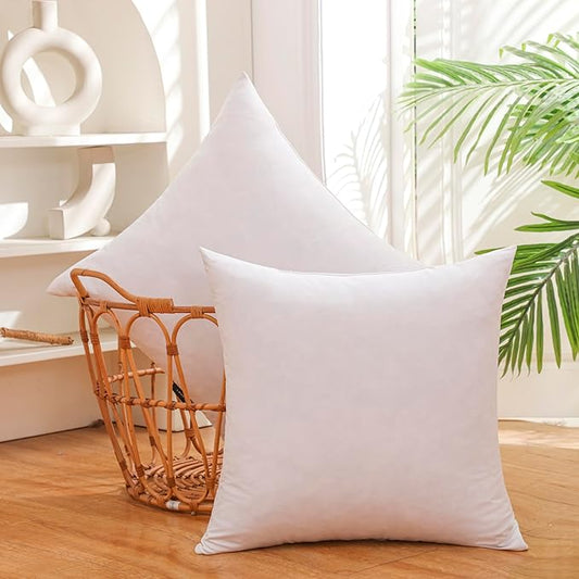 LBOEVDE 22x22 Inch Gold Goose Down and Feather Throw Pillow Inserts-2 Packs,White,Super Soft Cover,Double Layer Dwon Proof Design,High Filling Weight.