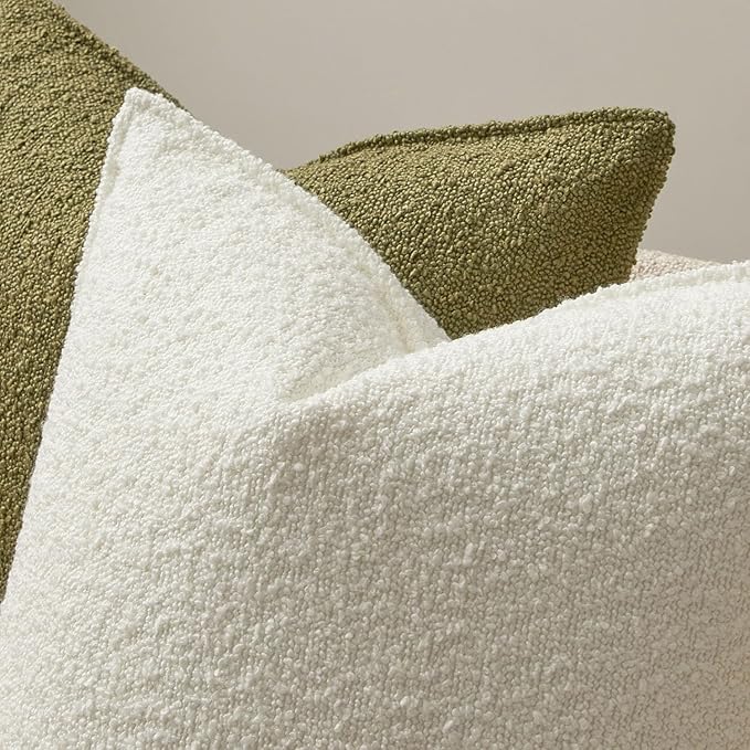 JUSPURBET White Decorative Pillow Covers 26x26 Set of 2 Throw Pillow Covers for Couch Sofa Bed Cozy Boucle Textured Cushion Covers Cases with Hidden Zipper for Living Room Home Decor