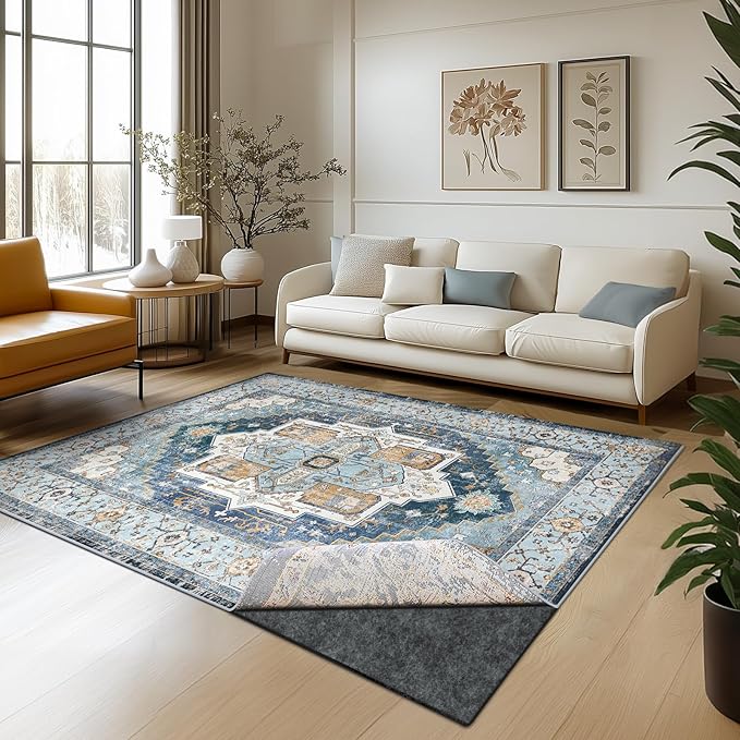Waterproof Rug Pad, 6x9 ft Area Rug Non-Slip Carpet Pad, 1/4" Thick Non-Slip Rug Pads for All Floors and Finishes, Felt Pad for Hardwood Floors, Keeps Carpets in Place Soft and Safe