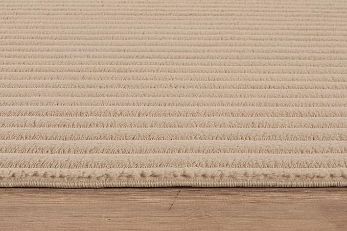 Beverly Rug Non Slip Area Rug 4 x 6 Modern Durable Ultra Soft Ribbed Indoor Rugs for Living Dining Room Office Stain Resistant Non Shedding Casual Easy Shag Indoor Carpet Beige 4x6